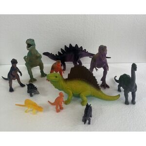 Unbranded Dinosaur Hard & Soft Plastic Multicolor & Sizes Lot Of 12‎